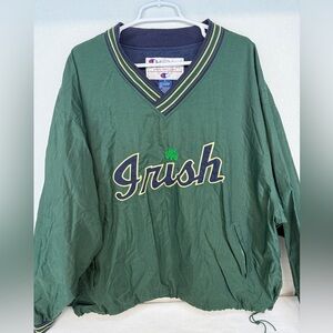 Vintage 90s Champion Men’s XL Green Pullover Windbreaker Jacket Notre Dame Irish